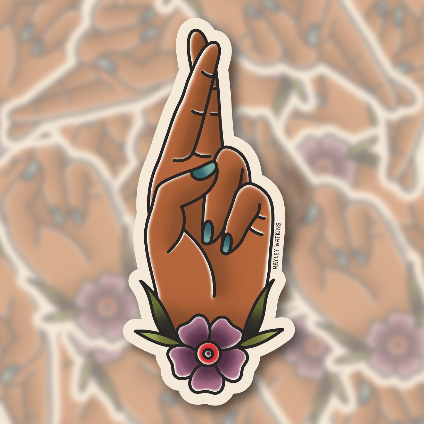 Crossed Fingers Sticker