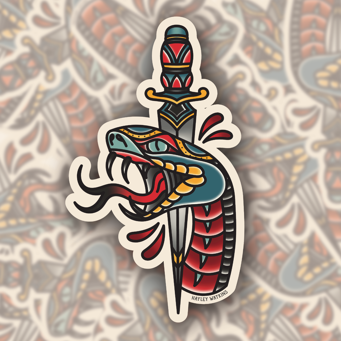 Daggered Snake Sticker
