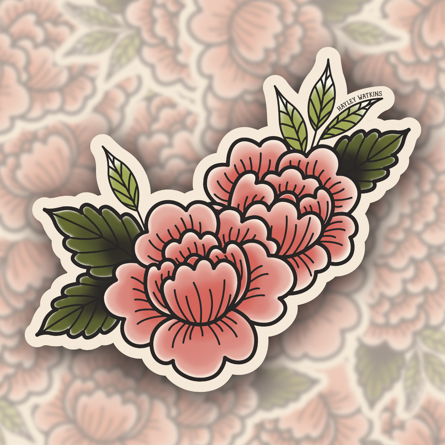 Pink Peonies Sticker